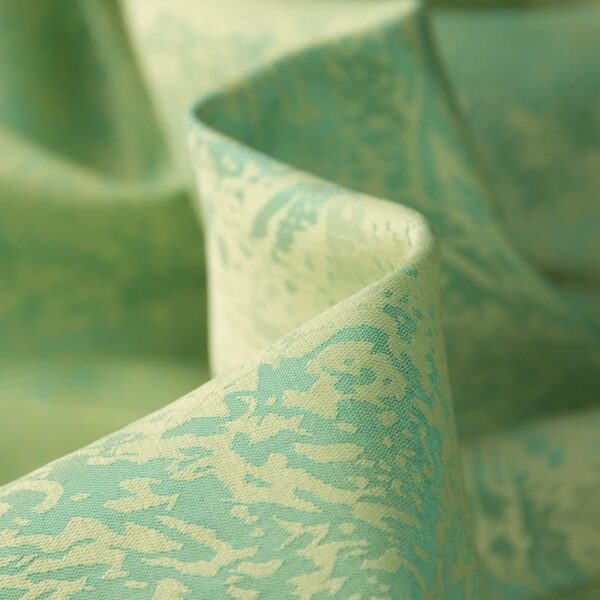 Tissu jacquard teint en fil ignifuge inhérent en vert clair pour rideaux, largeur 150 cm, 100 % polyester