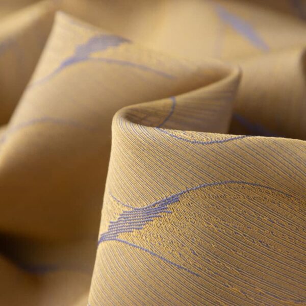 Tissu jacquard teint en fil ignifuge permanent jaune clair pour rideaux, largeur 150 cm, 100 % polyester