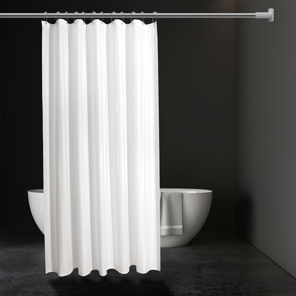 Flame retardant waterproof white striped shower curtain