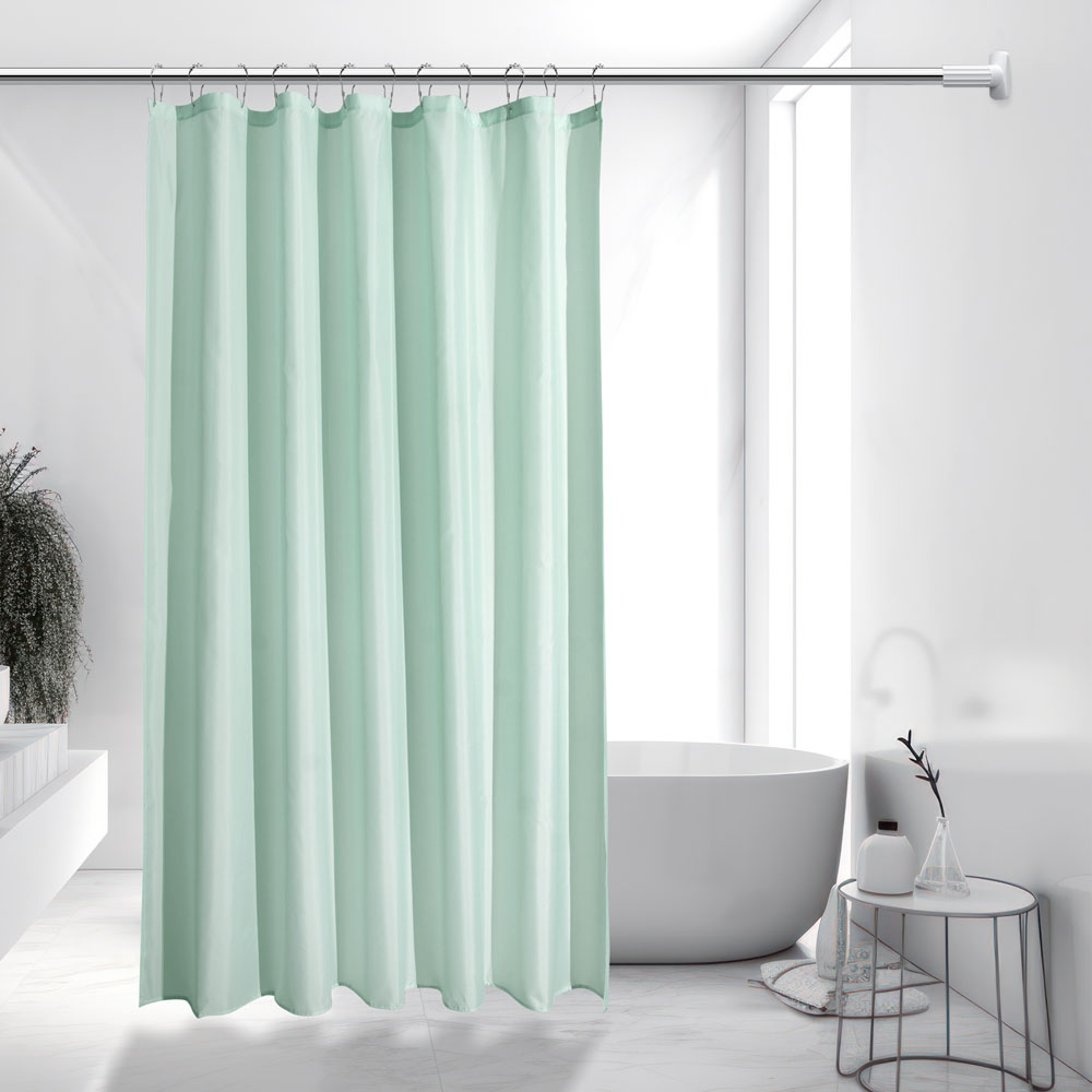 Flame retardant waterproof solid green shower curtain