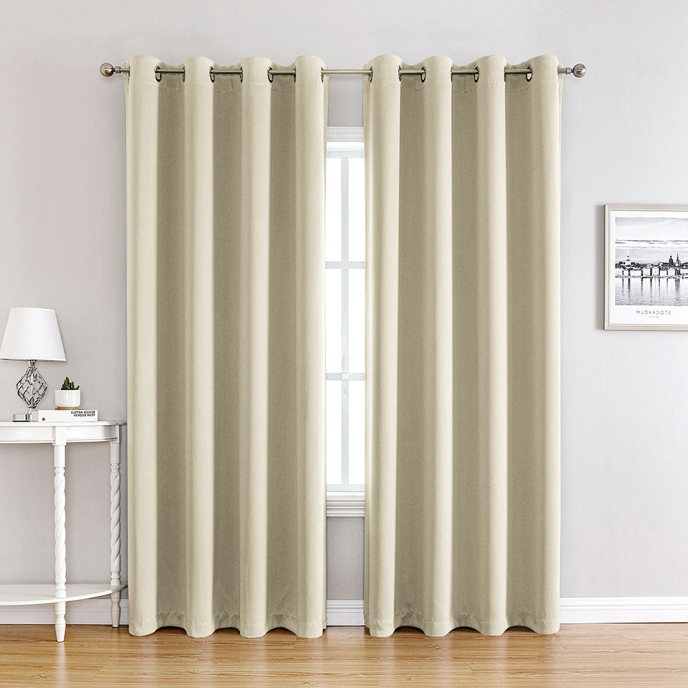 Flame Resistant Dimout Curtains with Silver Grommets