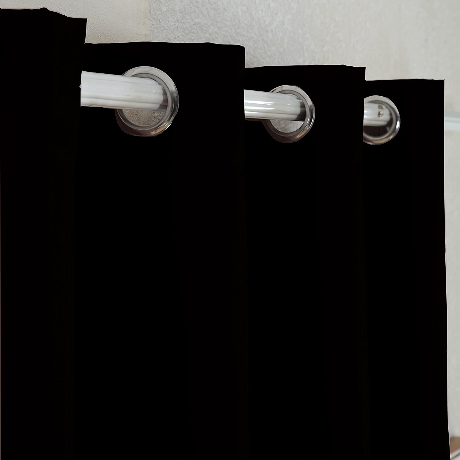 Flame Resistant Dimout Curtains with Silver Grommets