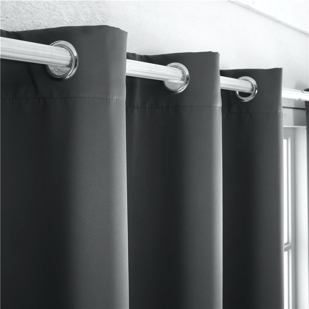 Flame Resistant Dimout Curtains with Silver Grommets