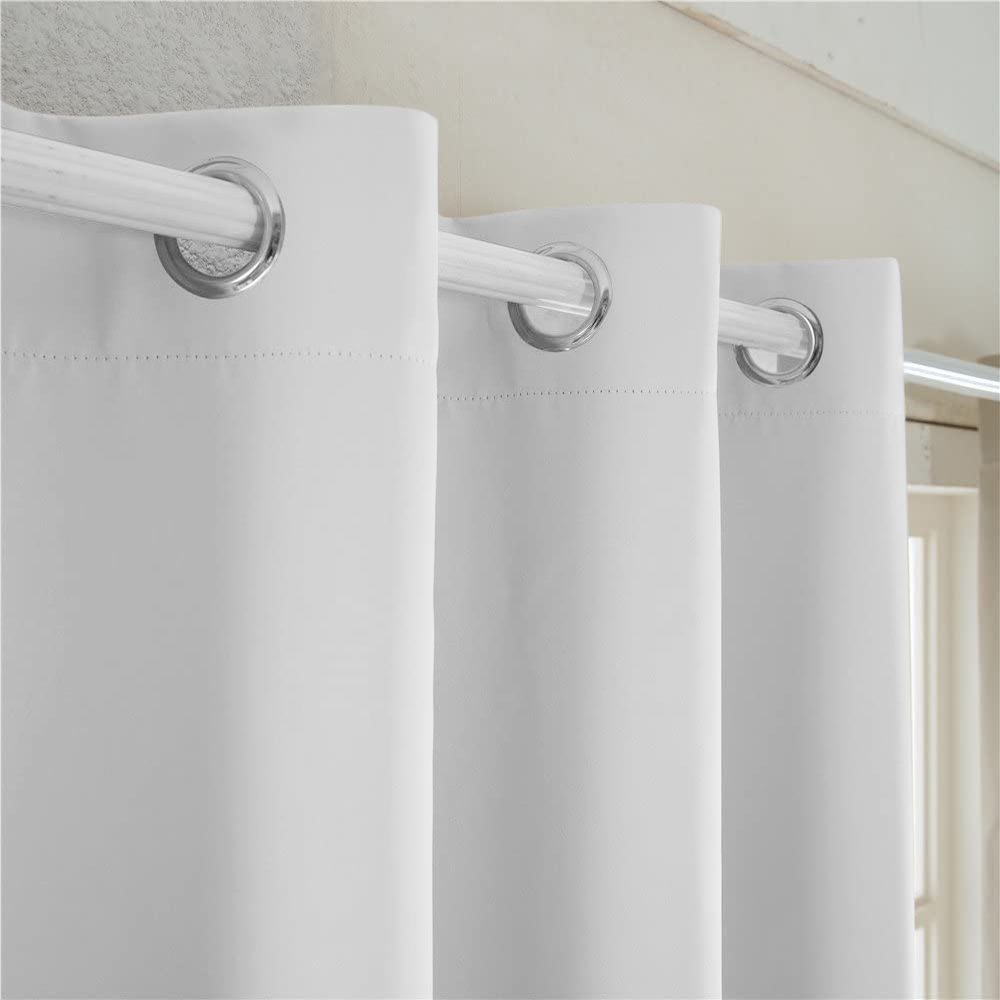 Flame Resistant Dimout Curtains with Silver Grommets