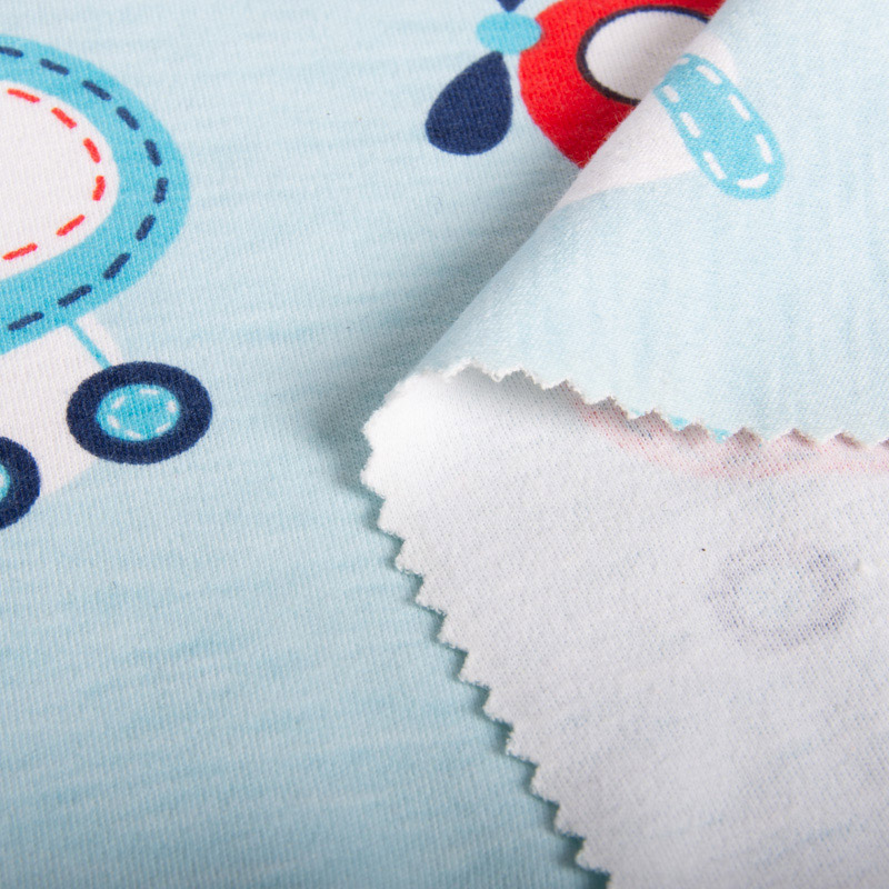Inherent Flame Retardant Printed Polyester Pajama Fabric in Blue for Children's Sleepwear Production | 200 g/m² | 160 cm | CFR 1615/1616