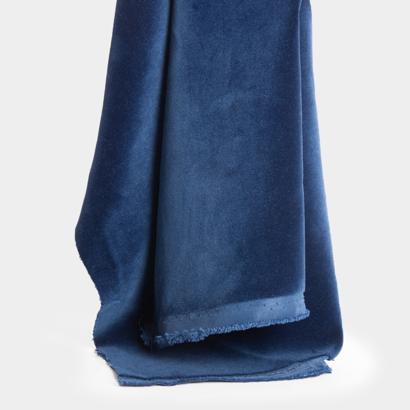 Begoodtex Blue Permanent Flame-Retardant Velvet 145cm Width, 570 g/m²