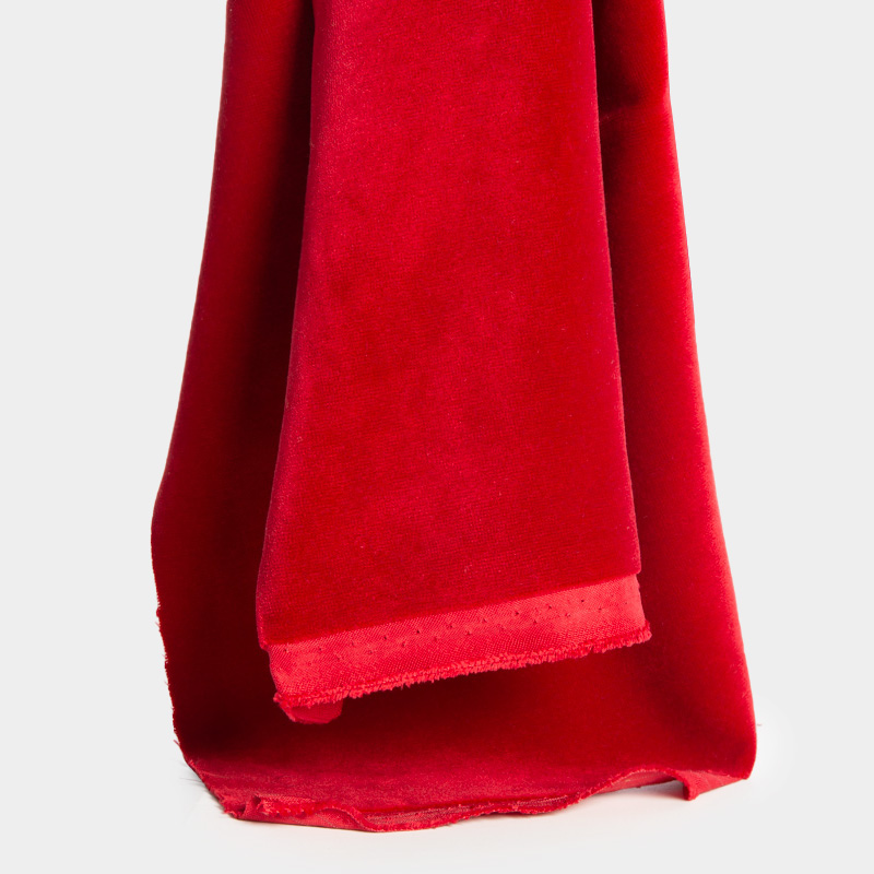 Red Flame-Retardant Woven Velvet 150cm Width, 100% polyester