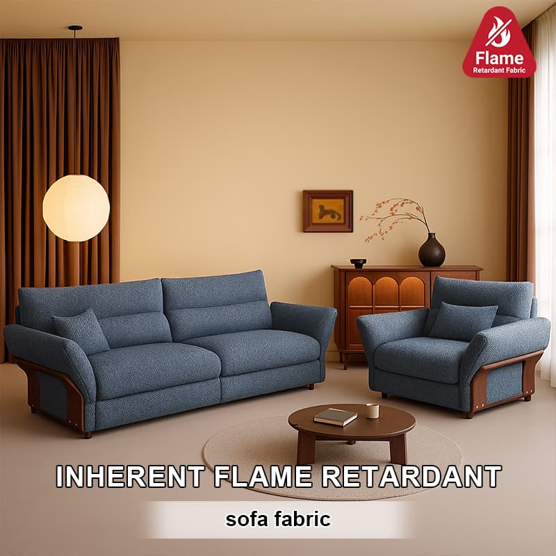 Tejido de sofá ignífugo permanente, resistente al desgaste y antiácaros 2 1Tela de sofá de lino sintético ignífuga