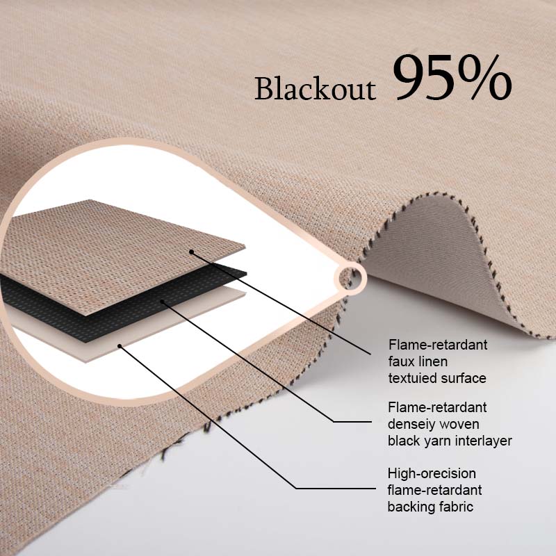 Inhärent flammhemmender Dimout-Vorhangstoff aus Leinenimitat 4 3Leinen-Verdunkelungsstoff für Vorhänge