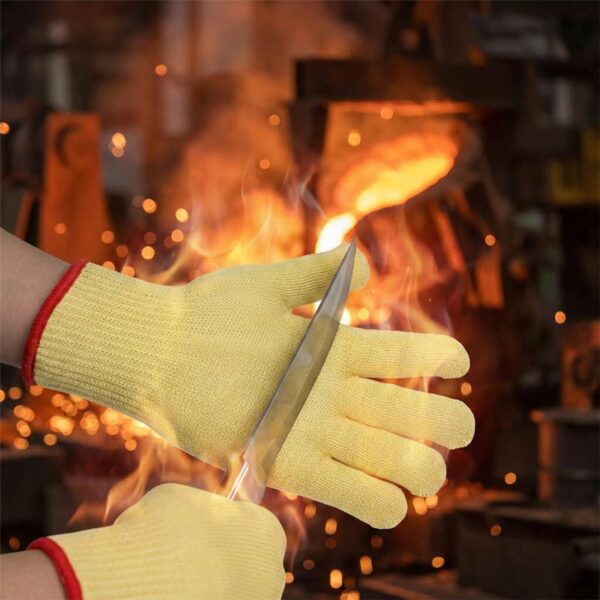 Dubbellaagse aramide handschoenen voor hoge temperaturen, hittebestendig tot 500°C, snijbestendig voor industriële veiligheid