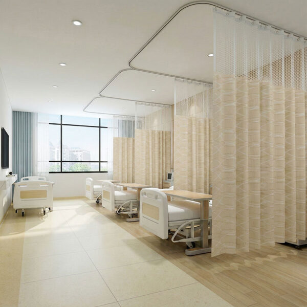 Begoodtex-Flammenhemmendes-Gewebe-07413 NFPA 701-zertifizierter, schwer entflammbarer Vorhang für Krankenhauskabinen mit geometrischem Jacquardmuster