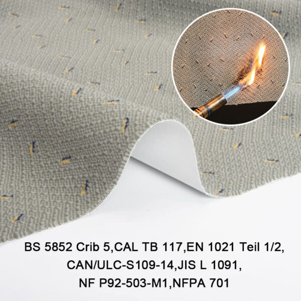 BS 5852認証難燃性厚手テクスチャードソファ生地 510 g/m²tel 用張り地