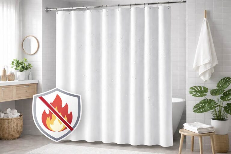 Feuerhemmende Duschvorhanglösungen fürtelund gewerbliche Nutzung 1 Feuerhemmender Duschvorhang