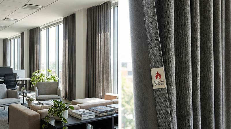 Solutions de rideaux ignifugés pour immeubles de bureaux 1 Solutions de rideaux ignifugés pour bureaux