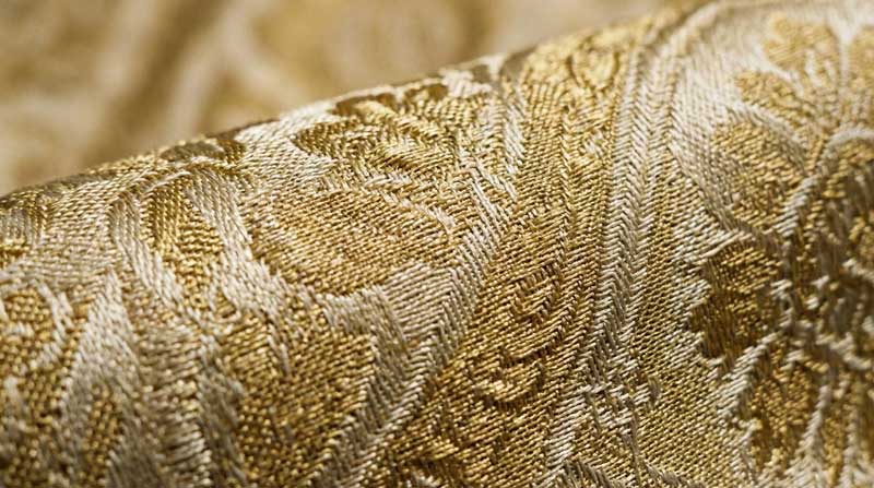 What Is Jacquard Fabric? Is It Flame Retardant or Flammable? 2 Close-up of luxury jacquard fabric showing intricate woven patterns and texture