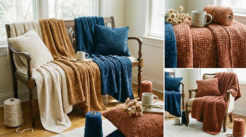 Qu’est-ce que le tissu chenille ? Est-il ignifugé ou inflammable ? 2 Salon moderne avec canapé en chenille