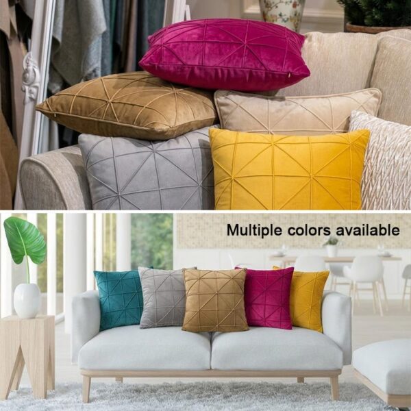 Almofada decorativa de veludo com tratamento retardante de chamas permanente e estampa geométrica