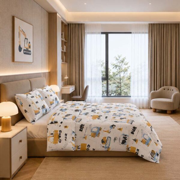 Kids Bedding Set Custom Printed Cartoon Pattern with Mildew Resistance and Flame Retardant Protection for Bulk Orders | BS 5815