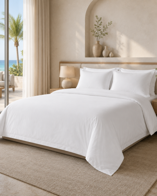 White Cotton 250TC Hotel Bedding Set OEKO-TEX Standard 100 Bulk Supply