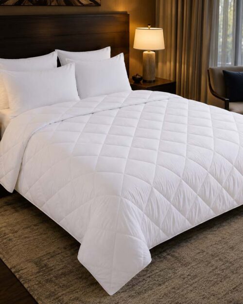 White Polyester Hotel Comforter Down Proof OEKO-TEX Bulk Supply