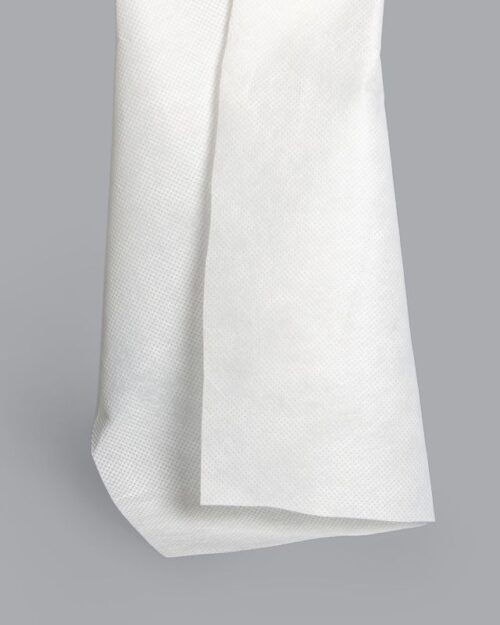 vlamvertragend PET-nonwoven materiaal, wit, voor medische cabinegordijnen, 60, 80 en 100 g/m²