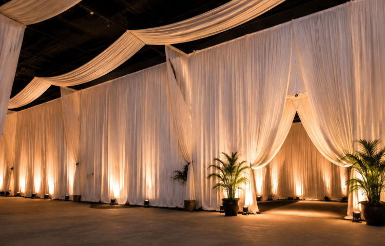 BEGOODTEX flame retardant event textiles for table linen chair covers and decorative draping