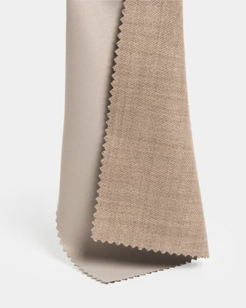 flame retardant dimout fabric beige linen look curtain fabric for hotel drapery
