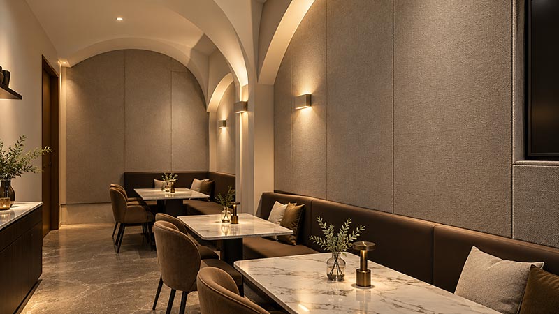 begoodtex flame retardant acoustic fabric in restaurant interior